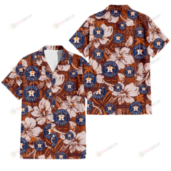 Houston Astros Bisque Hibiscus Brown Pattern 3D Hawaiian Shirt