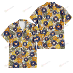 Houston Astros Brown Yellow Hibiscus White Background 3D Hawaiian Shirt
