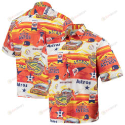 Houston Astros Button-Up Scenic Hawaiian Shirt - Orange