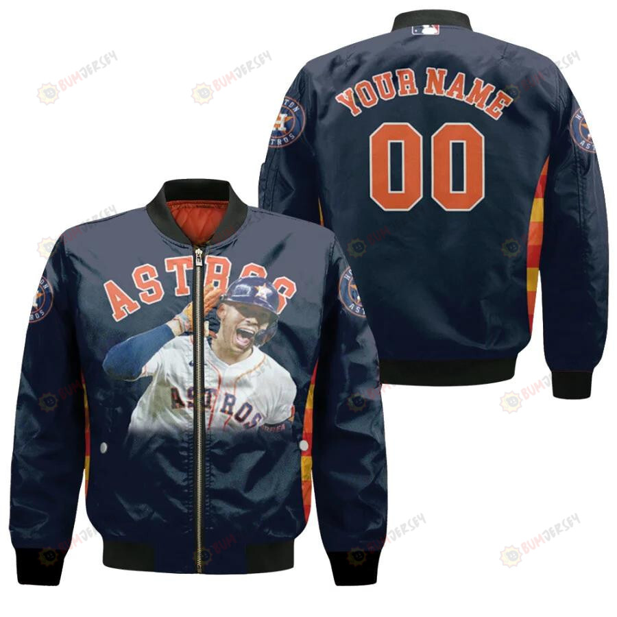 Houston Astros Carlos Correa Custom Number Name For Astros Fans Bomber Jacket 3D Printed