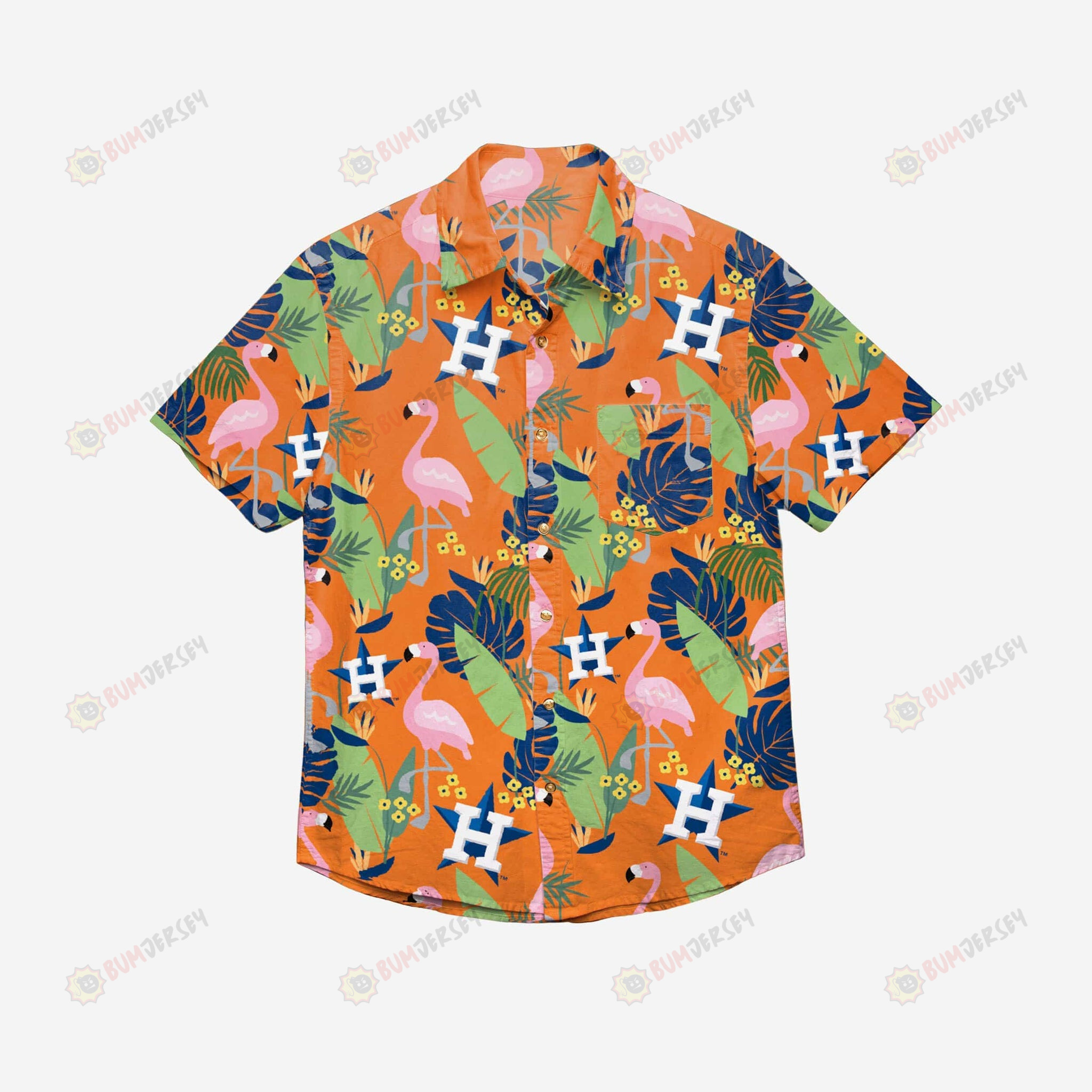 Houston Astros Floral Button Up Hawaiian Shirt