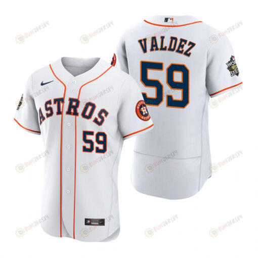 Houston Astros Framber Valdez 59 White 2022-23 World Series Jersey