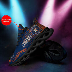 Houston Astros Geometric Pattern Blue Custom Name 3D Max Soul Sneaker Shoes