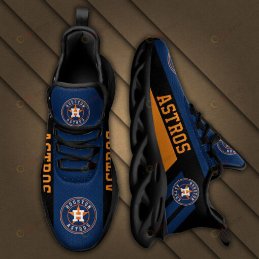 Houston Astros Logo 3D Max Soul Sneaker Shoes In Black Yellow