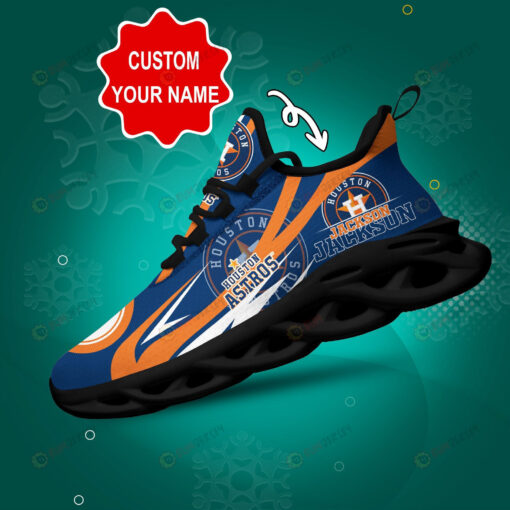 Houston Astros Logo Line Pattern Custom Name 3D Max Soul Sneaker Shoes