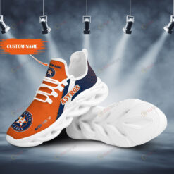 Houston Astros Logo Pattern Custom Name 3D Max Soul Sneaker Shoes In Orange Blue