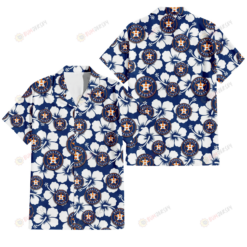 Houston Astros Modern White Hibiscus Navy Background 3D Hawaiian Shirt