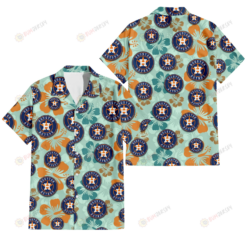 Houston Astros Orange Green Hibiscus Pale Green Background 3D Hawaiian Shirt