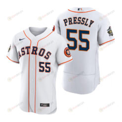 Houston Astros Ryan Pressly 55 White 2022-23 World Series Jersey