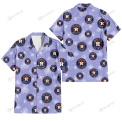 Houston Astros Sketch White Hibiscus Violet Background 3D Hawaiian Shirt