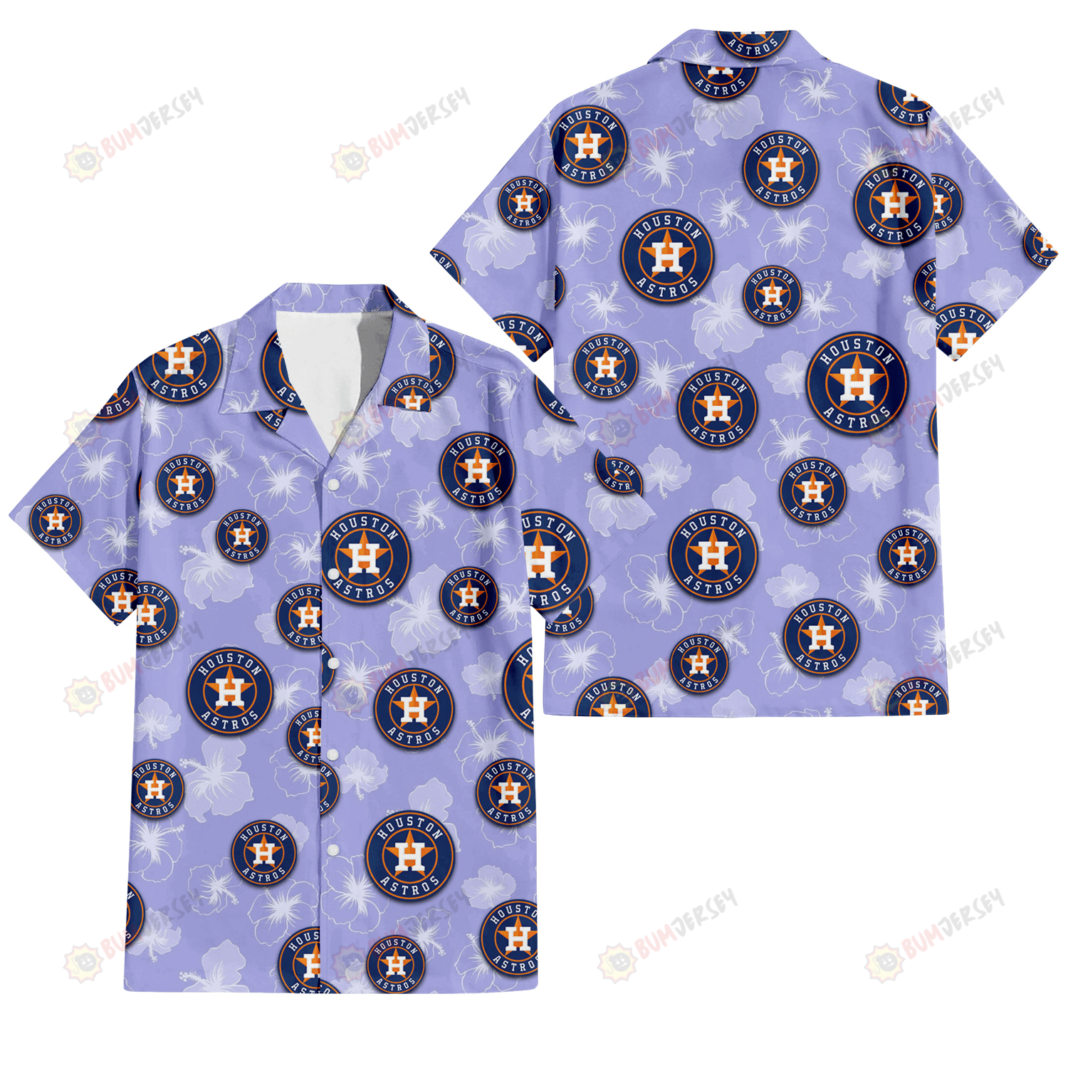 Houston Astros Sketch White Hibiscus Violet Background 3D Hawaiian Shirt