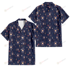 Houston Astros Small Hibiscus Buds Navy Background 3D Hawaiian Shirt