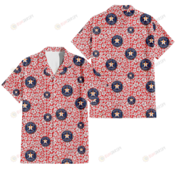 Houston Astros Tiny White Hibiscus Pattern Red Background 3D Hawaiian Shirt