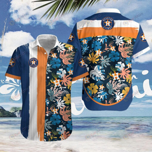 Houston Astros Unisex Hawaiian Shirt In Mutil Color Flowers And Leaves