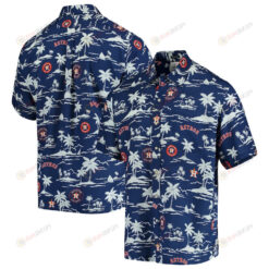 Houston Astros Vintage Short Sleeve Button-Up Hawaiian Shirt - Navy