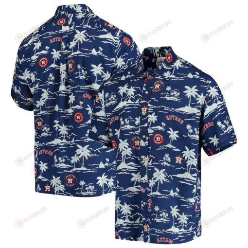 Houston Astros Vintage Short Sleeve Button-Up Hawaiian Shirt - Navy