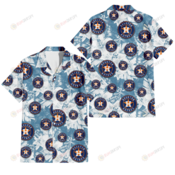 Houston Astros White Hibiscus Orchid Light Blue Background 3D Hawaiian Shirt