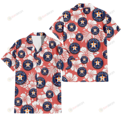 Houston Astros White Hibiscus Salmon Background 3D Hawaiian Shirt