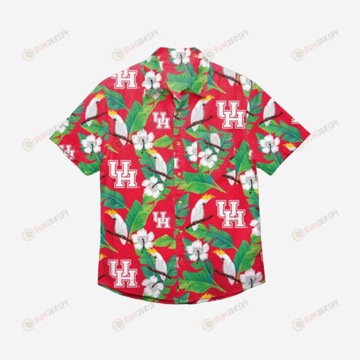 Houston Cougars Logo Floral Leaf Red 3D Hawaiian Shirt SH1