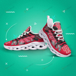 Houston Cougars Logo Hole Pattern 3D Max Soul Sneaker Shoes In Red