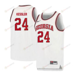 Houston Kessler 24 Retro Elite Georgia Bulldogs Basketball Jersey White