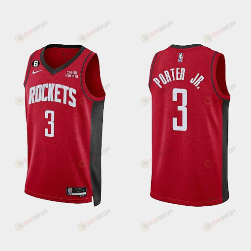 Houston Rockets 3 Kevin Porter Jr. 2022-23 Icon Edition Red Men Jersey