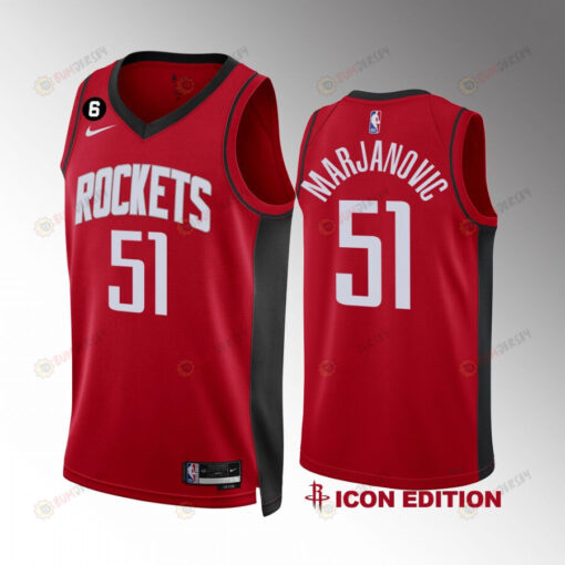 Houston Rockets Boban Marjanovic 51 2022-23 Icon Edition Red Jersey NO.6 Patch