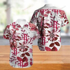 Houston Rockets Curved Hawaiian Shirt In Red White