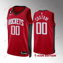Houston Rockets Custom 00 2022-23 Icon Edition Red Jersey NO.6 Patch