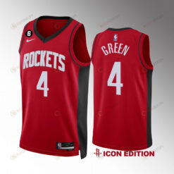 Houston Rockets Jalen Green 4 2022-23 Icon Edition Red Jersey NO.6 Patch