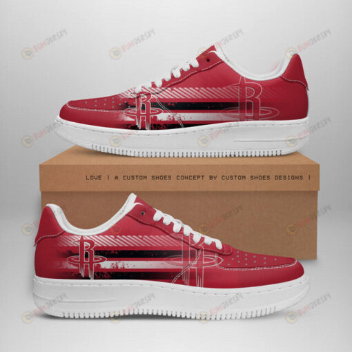 Houston Rockets Logo Stripe Pattern Air Force 1 Printed In Red