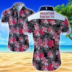 Houston Rockets Palm Tree Curved Hawaiian Shirt
