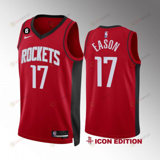 Houston Rockets Tari Eason 17 2022-23 Icon Edition Red Jersey NO.6 Patch