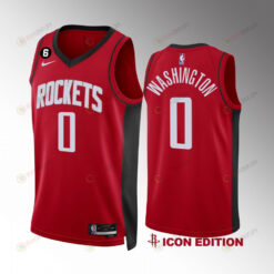 Houston Rockets TyTy Washington 0 2022-23 Icon Edition Red Jersey NO.6 Patch