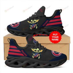 Houston Texans Baby Yoda Hug Logo Pattern Custom Name 3D Max Soul Sneaker Shoes