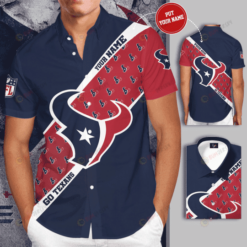 Houston Texans Big Logo Custom Name Curved Hawaiian Shirt