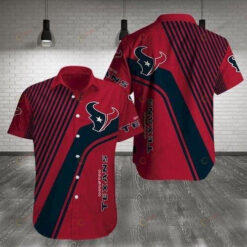 Houston Texans Curved Hawaiian Shirt In Red For Summer