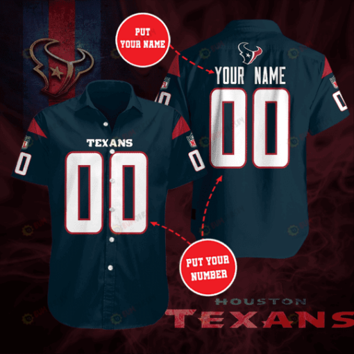 Houston Texans Custom Name And Number Curved Hawaiian Shirt