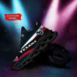 Houston Texans Custom Name Stripe 3D Max Soul Sneaker Shoes