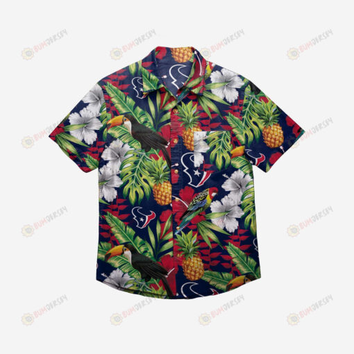 Houston Texans Floral Button Up Hawaiian Shirt
