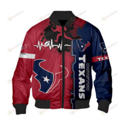 Houston Texans Heart ECG Line Pattern Bomber Jacket - Red/ Navy