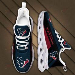 Houston Texans Logo Black Stripe Pattern 3D Max Soul Sneaker Shoes In Dark Blue