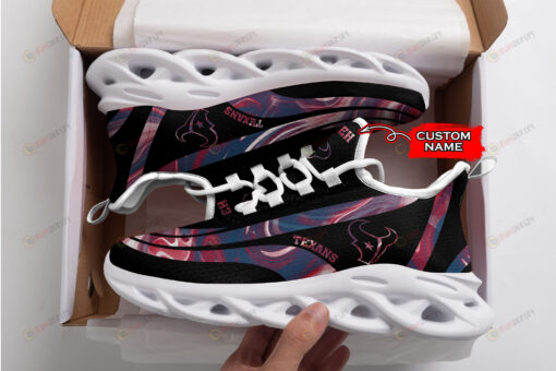 Houston Texans Logo Color Stripe Pattern Custom Name 3D Max Soul Sneaker Shoes