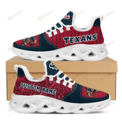 Houston Texans Logo Custom Name Pattern 3D Max Soul Sneaker Shoes In Blue And Red