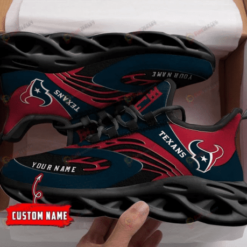 Houston Texans Logo Custom Name Red Blue 3D Max Soul Sneaker Shoes