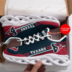 Houston Texans Logo In Blue And Red Custom Name 3D Max Soul Sneaker Shoes