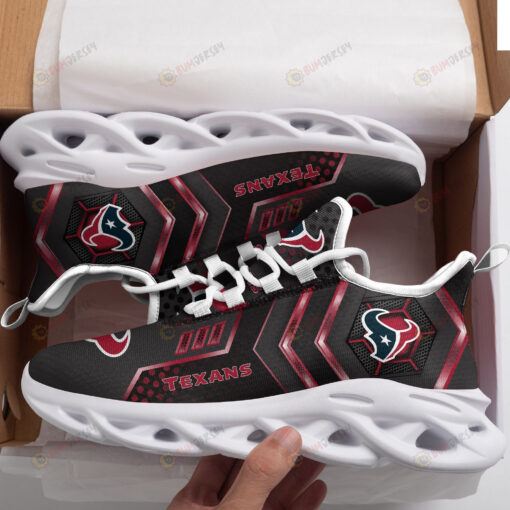 Houston Texans Logo Pattern 3D Max Soul Sneaker Shoes In Black