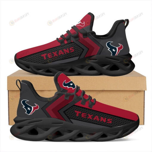 Houston Texans Logo Pattern 3D Max Soul Sneaker Shoes In Red Black