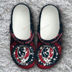 Houston Texans Logo Pattern Crocs Classic Clogs Shoes In Dark Blue & Red - AOP Clog
