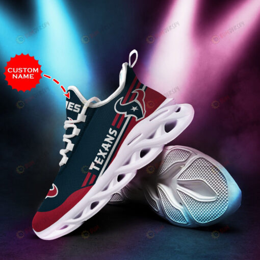 Houston Texans Logo Pattern Custom Name 3D Max Soul Sneaker Shoes In Black Red